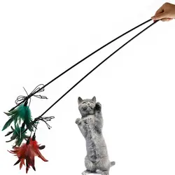 Длинный стержень Турция перо перья сделать кошка палка Замена головы забавный кот аксессуары для удочки кошка игрушка