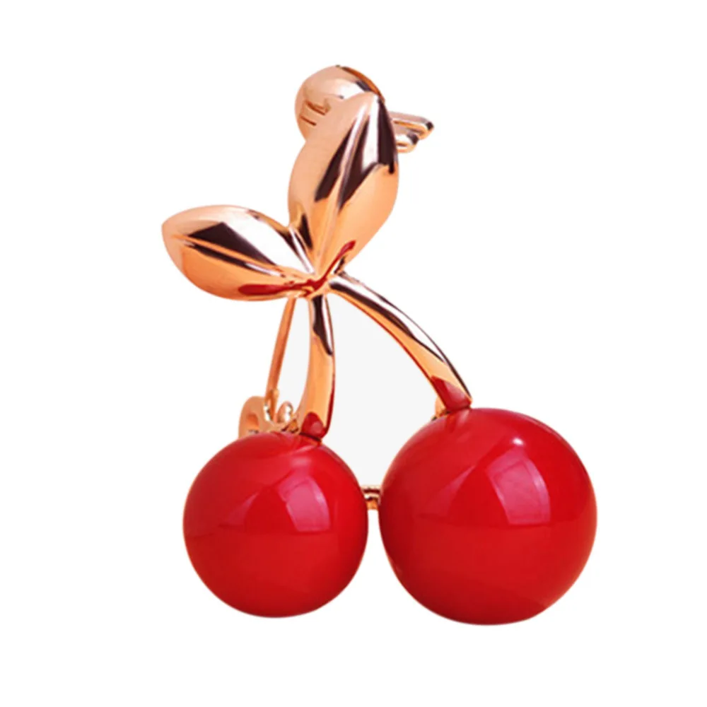 2017 Fashion Gold Wedding Red Cherry Brooches Suit Collar 