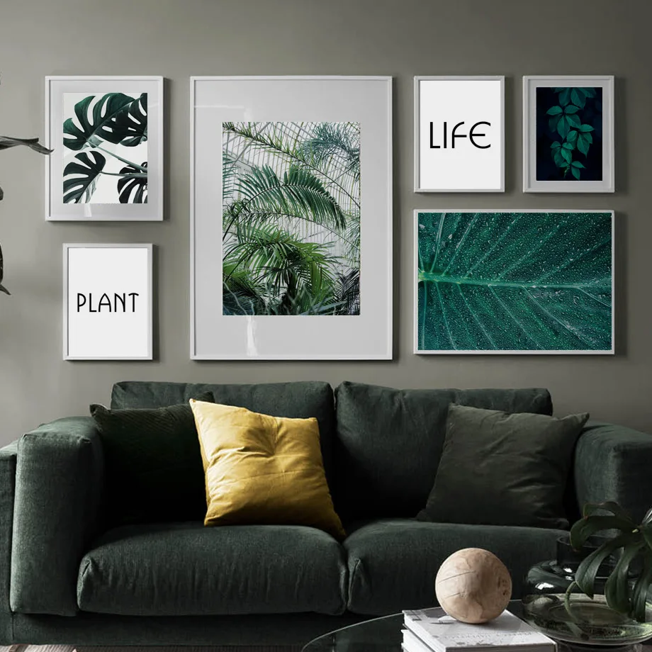 Monstera Palm leaf Зеленое Растение Цитата Wall Art Холст Картины Северные Плакаты И Отпечатки Лучший!