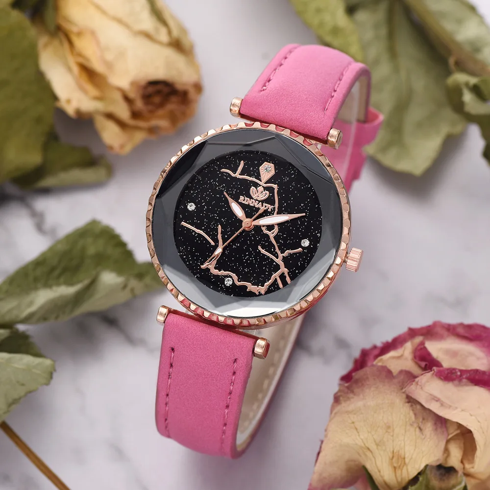 

Women Watches Luxury Rose Gold Starry Sky Leather Diamond Wrist Watch Gifts for Women Ladies Fashion Quartz Watch Reloj Mujer