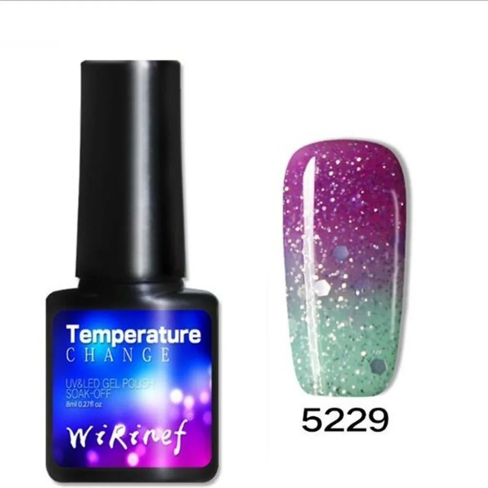 New Fashion 8ml Thermal Nail Polish Glitter Temperature Color Changing Water-based Manicure Varnish Shiny Shimmer Nail Lacquer - Цвет: 5229