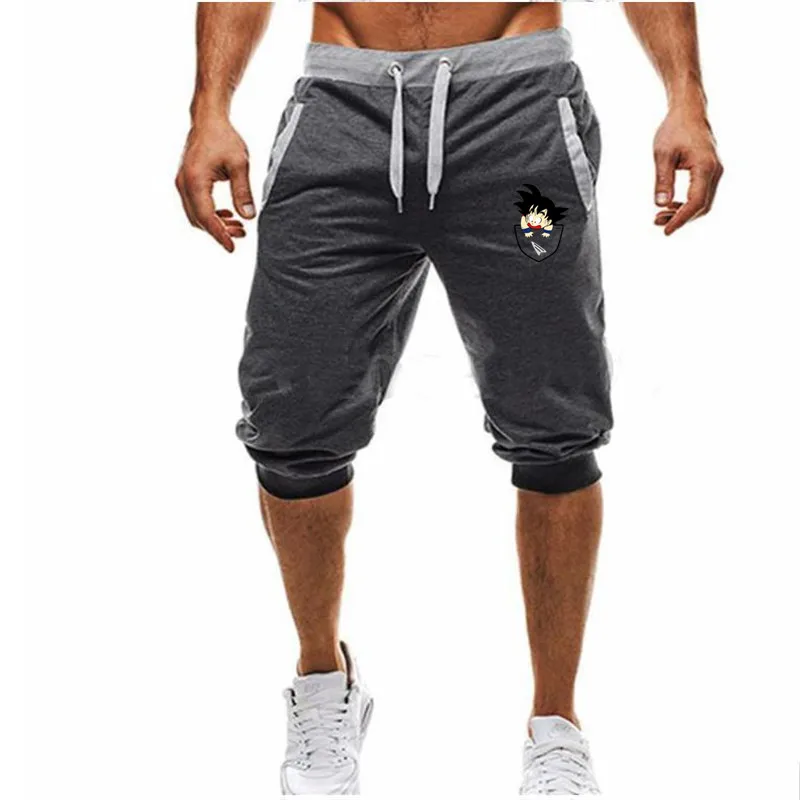 Лидер продаж, новые летние мужские Шорты повседневные шорты модные спортивные штаны с принтом Dragon Ball Goku для фитнеса, шорты для бега - Цвет: 1  Charcoal gray