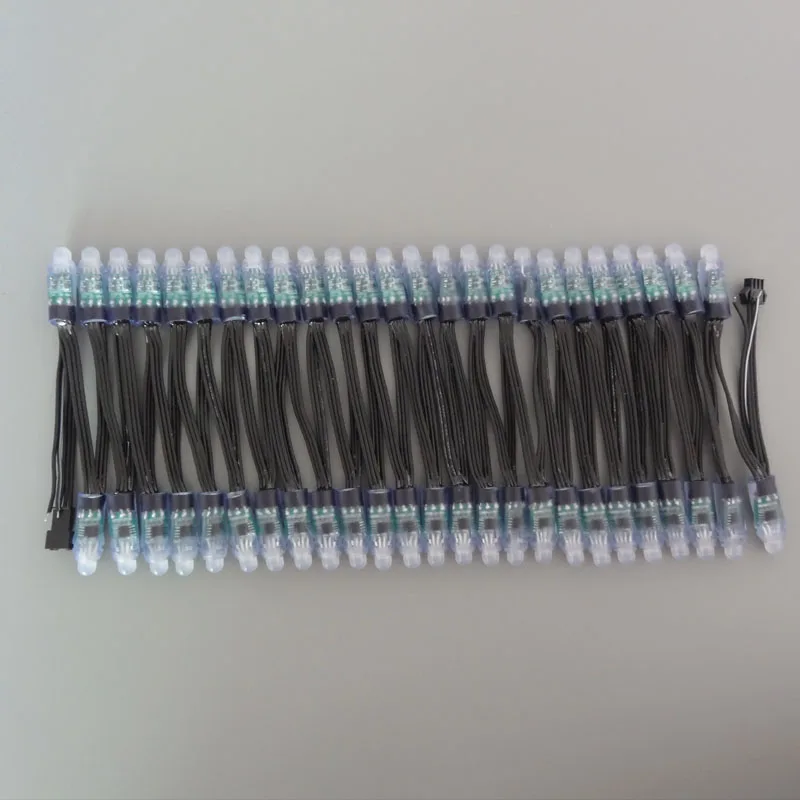 100pcs/string 5V 주소 지정 가능 12mm UCS1903 led 픽셀 스트링 라이트, RGB 풀 컬러 led 모듈, 모든 검정색 20AWG 와이어, 방수 IP68