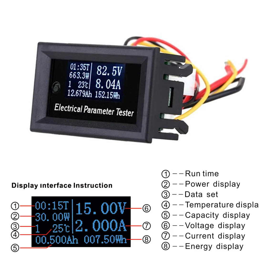 7in1 DC 100v 33v 10A OLED Многофункциональный тестер Напряжение текущее время температура