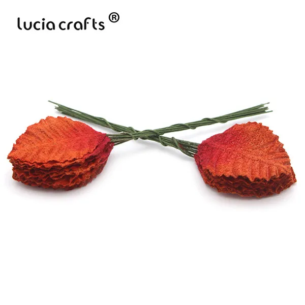 Lucia crafts 50 шт/100 шт искусственные листья флорист Сделай Сам домашний венок для вечеринок Свадебный декор Скрапбукинг Ремесло поддельные цветы A0703 - Цвет: C9 Orange Red 50pcs