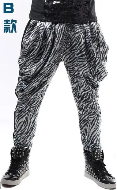 Бары, ночные клубы DS мужской певец костюмы свободные брюки сценические блестки Гарун брюки - Цвет: B
