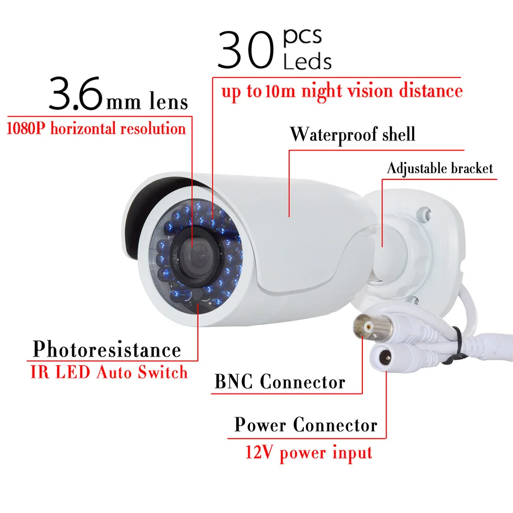 

2019 Hot One Set CCTV Camera Waterproof with 30pcs LEDs 720P HD Outdoor Indoor Night Vision For DOY