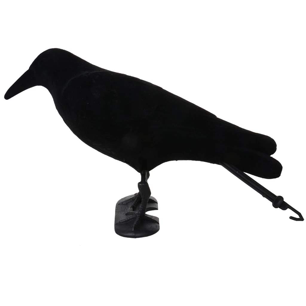 Flocked Jet Black Crow Decoy Bird Scarer Pest Control Garden Defense Scarecrow  Deterrent Repeller Decor For Bird Control