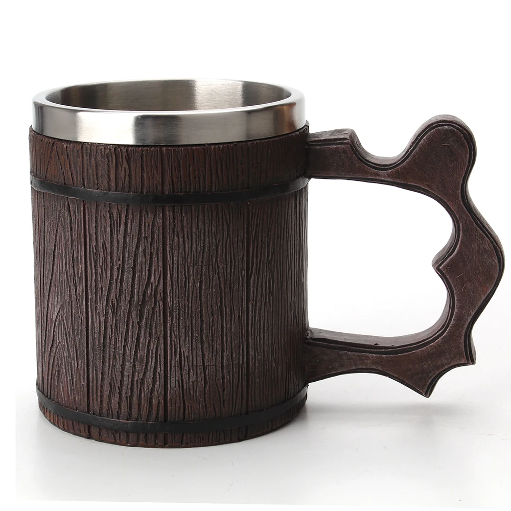 Имитация деревянного ведра кружка для питья кофе стакан с двойными стенками из смолы кружки и чашки из нержавеющей стали кружка викинга