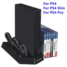 PS4/PS4 Slim/PS4 Pro консоль и контроллер вертикальная подставка 2 Охлаждающие вентиляторы Зарядное устройство Док-станция зарядная станция с 14 игровыми cd-накопителями