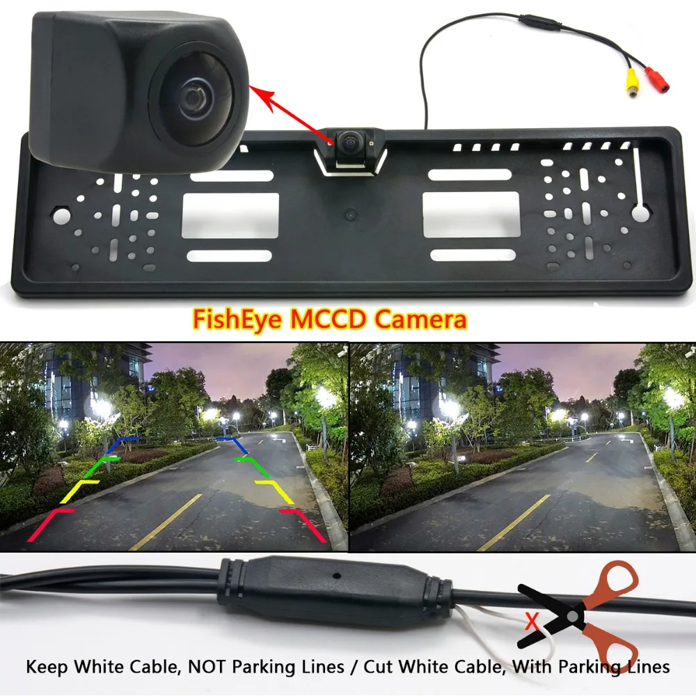 

Fisheye MCCD 1080P Starlight European License Plate Frame Backup Car Number Rear View RearView Reverse Camera Parking Monitor