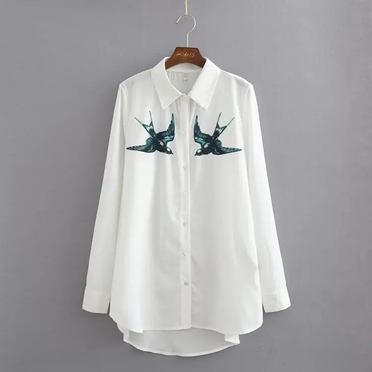 

Hot sale women TZE28 European and American fashion style swallows loose shirts