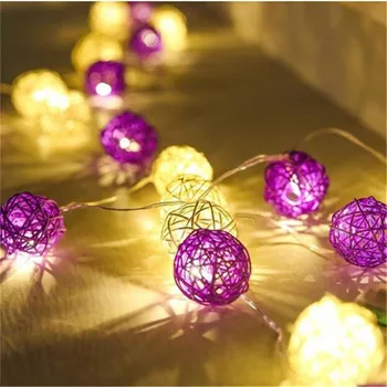 

4m 20 Balls LED String Fairy Lights Purple White Rattan Balls Outdoor Christmas Wedding Party Decoration Lights 110V 220V