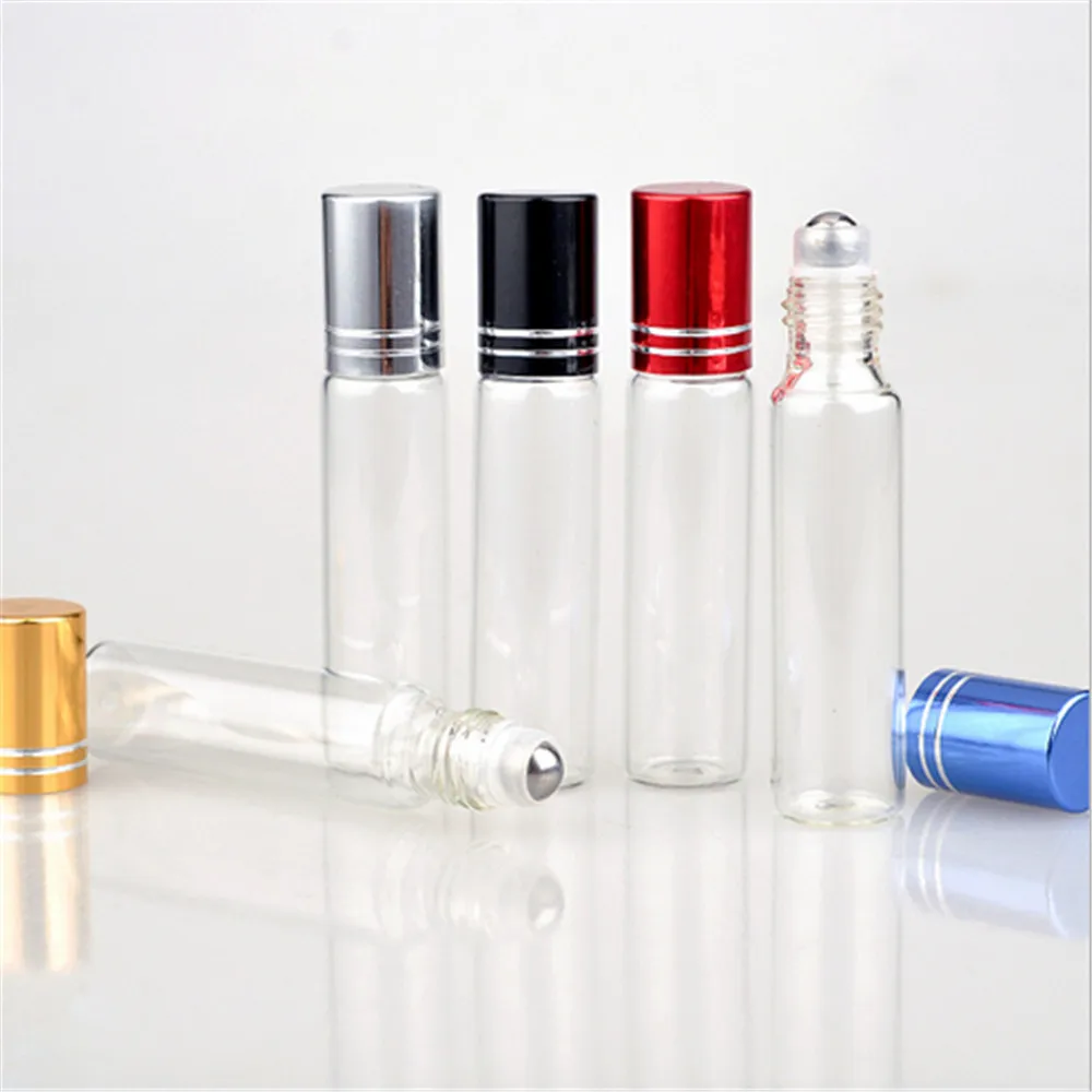 

New 10 ML Essential Oil Refillable Travel Roller Clear Roll-on Glass Perfume Bottle