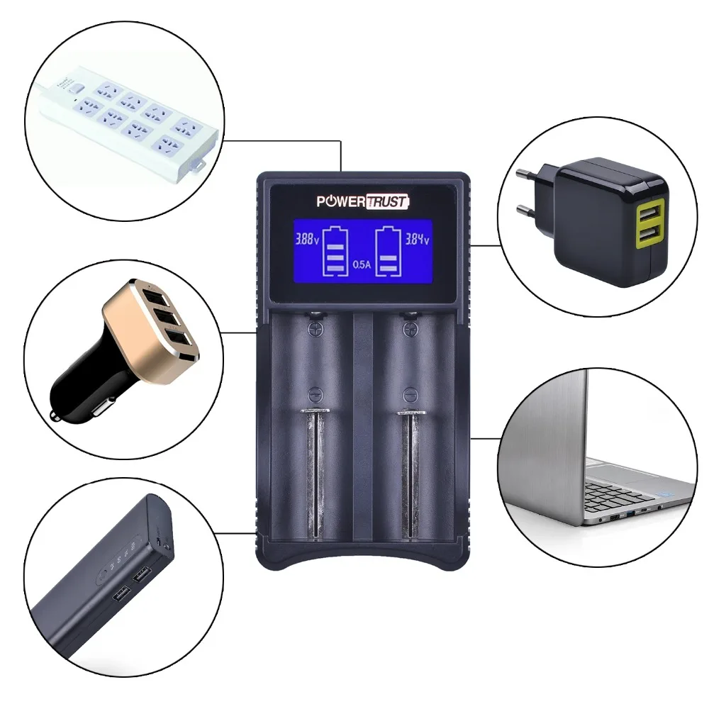 Зарядное устройство 18650 универсальное интеллектуальное зарядное USB с ЖК дисплеем