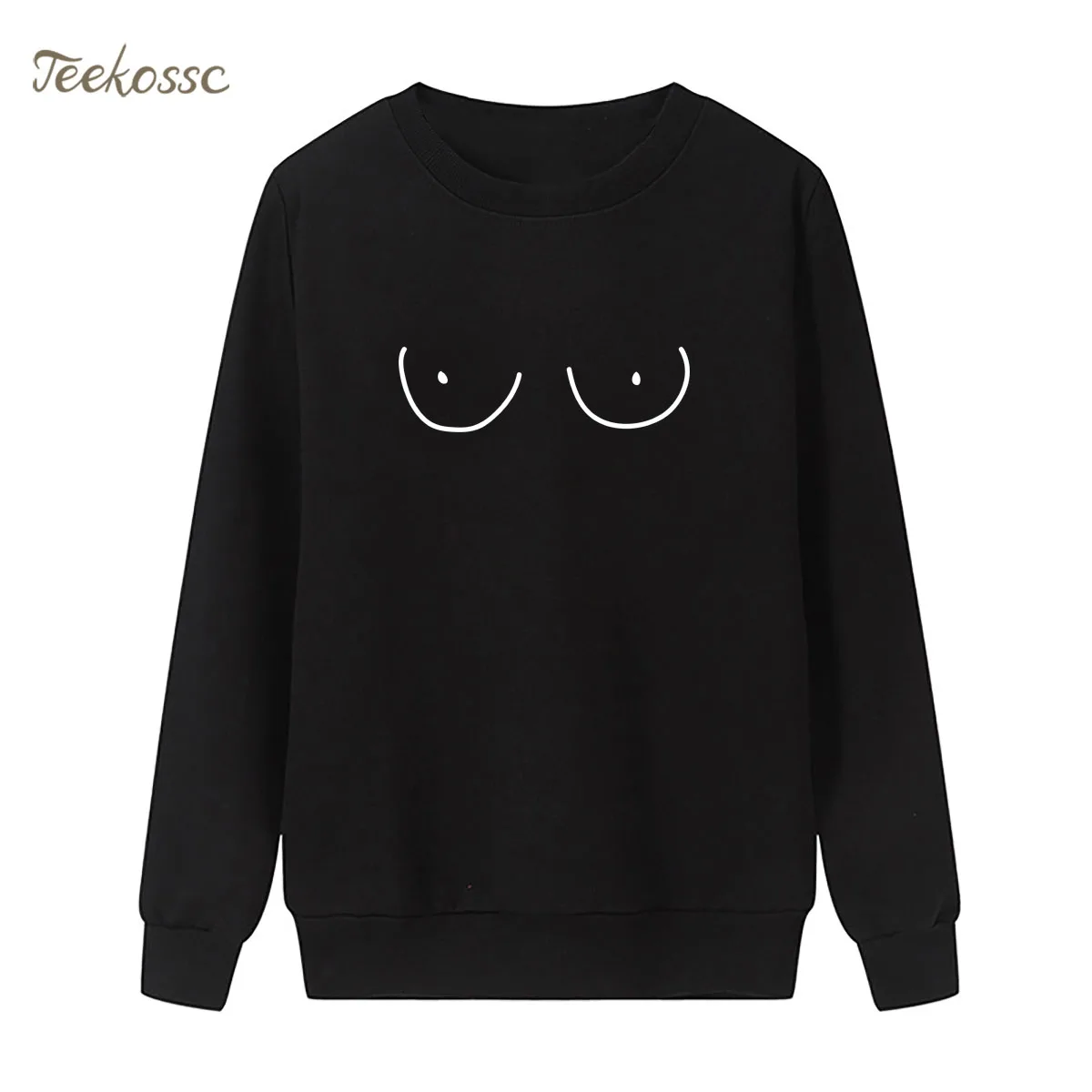 

Funny TITTIES BOOBS BOOBIES Print Sweatshirt Black White Hoodie Winter Autumn Women Lasdies Pullover Fleece Warm Brand Clothing