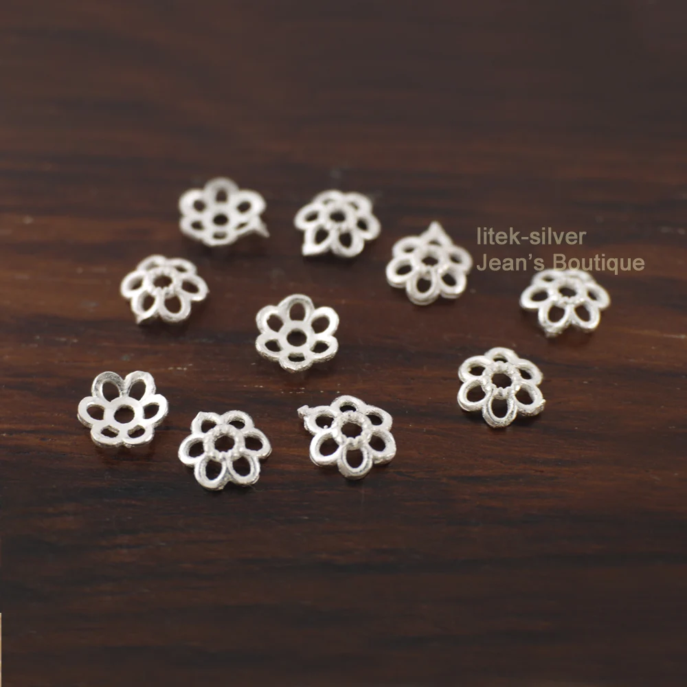 Buy 10PCS 925 Sterling Silver 5.3mm Flower Bead Caps