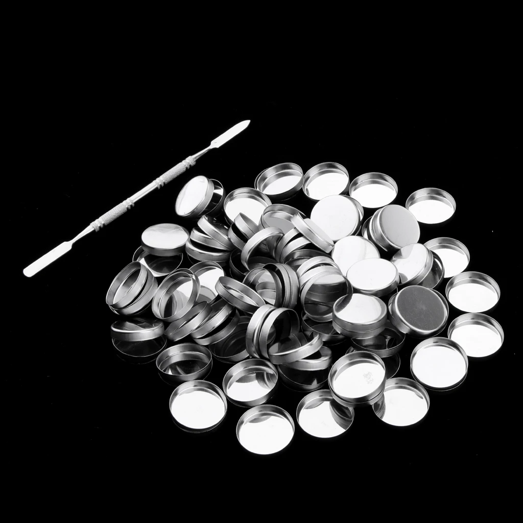 Palette Deep Round Empty Metal Pans With Stick Quantity Of 100 (26mm Diameter) DIY press eyeshadows/blush