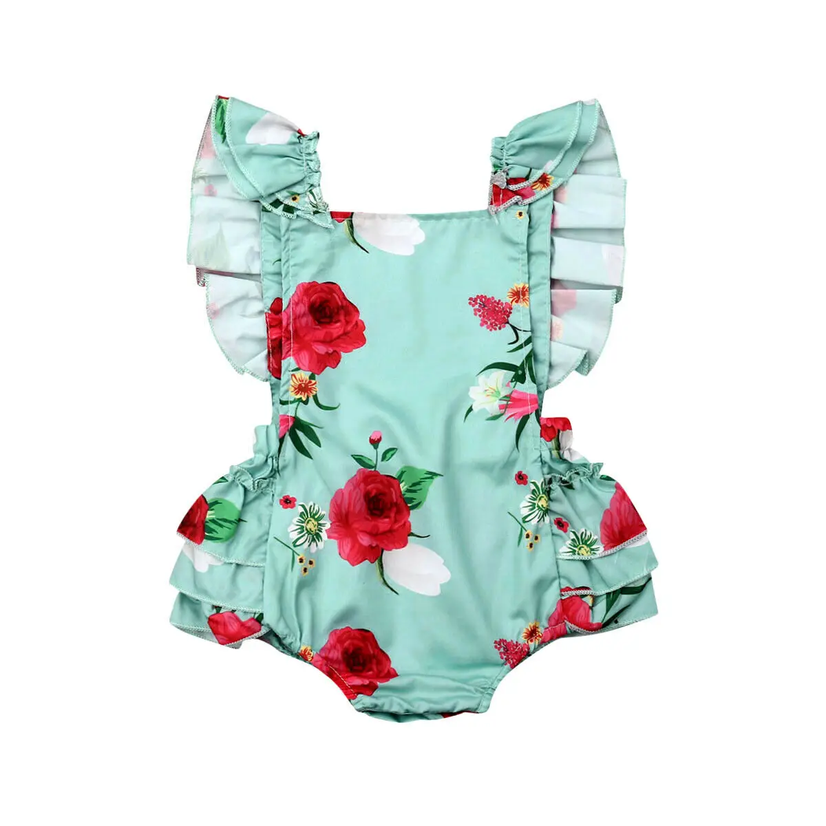 

2019 Newborn Baby Girl Summer Romper Flower Ruffle Jumpsuit Playsuit Clothes Outfits 0-24M