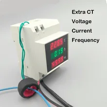 3IN1 Din rail LED display voltage current frequency meter 80-300V 200-450V 0-100A voltmeter ammeter three in one with extra CT