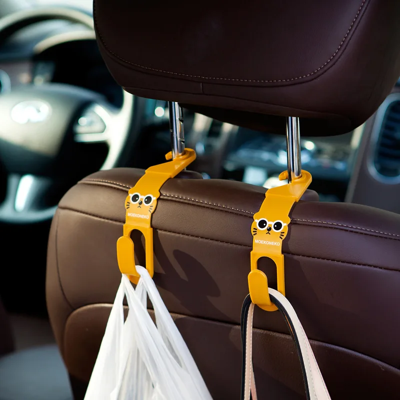 

2Pcs Cartoon Car Back Seat Headrest Hanger Holder Hooks For Bag Purse Cloth Grocer Auto Fastener Car Back Seat Clip Clasp