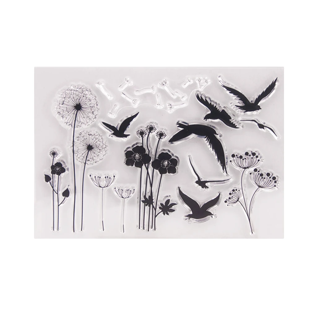 1 шт. печать Одуванчик птица цветок Скрапбукинг печати прозрачные штампы для фотоальбома скрапбукинги изготовление открыток DIY украшения