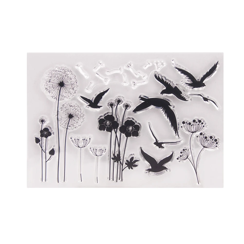 

1pc Stamp Dandelion Bird Flower Scrapbooking Seals Transparent Stamps for Photo Album Scrapbooks Card Making DIY Decoration