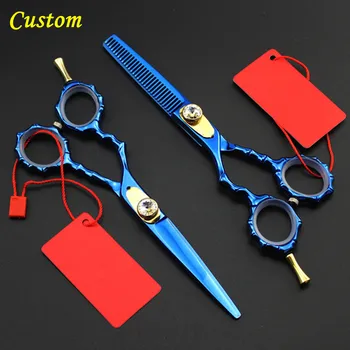 

Custom professional japan 440c Bamboo 6 inch hair scissors cutting barber salon haircut thinning shears hairdressing scissors
