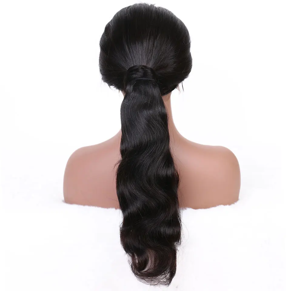 Ponytail Body Wave Brazilian Hair Natural Black Color For Woman 150g Remy Human Hair Ponytails Clip-In Slove Rose