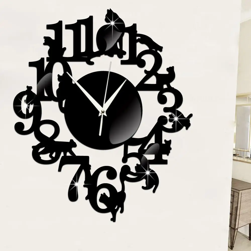 Черный кот настенный крюк для часов антикварные комнатные настенные часы скандинавские часы милый кот(черный