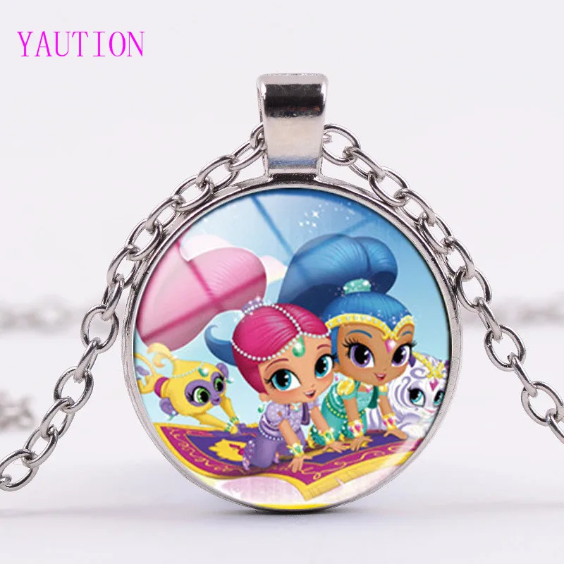 2017 NEW Shimmer and Shine Necklace, Handmade Glass Cabochon Chain