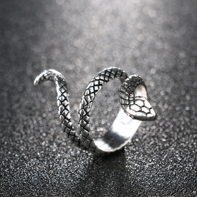 1 шт. Лидер продаж 4 размера кольца в виде змейки Для женщин цвет серебро тяжелые металлы кольцо панк Рок Винтаж животных Ювелирные изделия