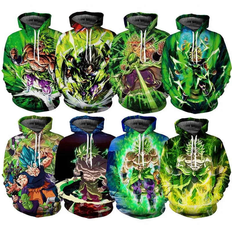 

Cartoon Hoodie Dragon Ball Super Broly Broli Pocket Hooded Sweatshirt Sleeves Hoddies For Men Unisex Tops