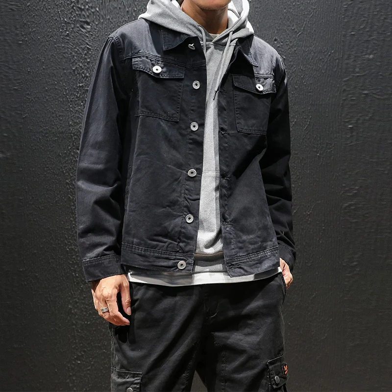 2018 Autumn Retro washing frayed Denim Jacket Men Letter printing Fashion denim guy coat 2018 Autumn Retro washing frayed Denim Jacket Men Letter printing Fashion denim guy coat
