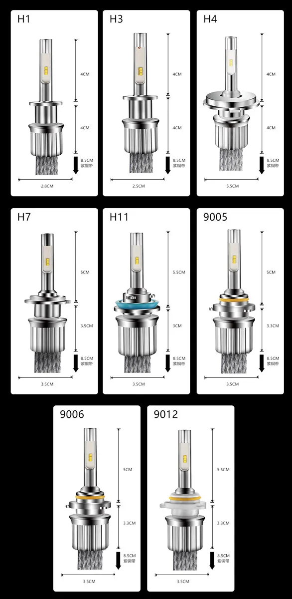 H4 светодиодный H7 H11 H8 9006 9004 HB4 H1 H3 HB3 головной светильник высокого ближнего и дальнего света лампы для автомобильной фары противотуманные светильник T8 автомобильный светильник ing 6000K 12V