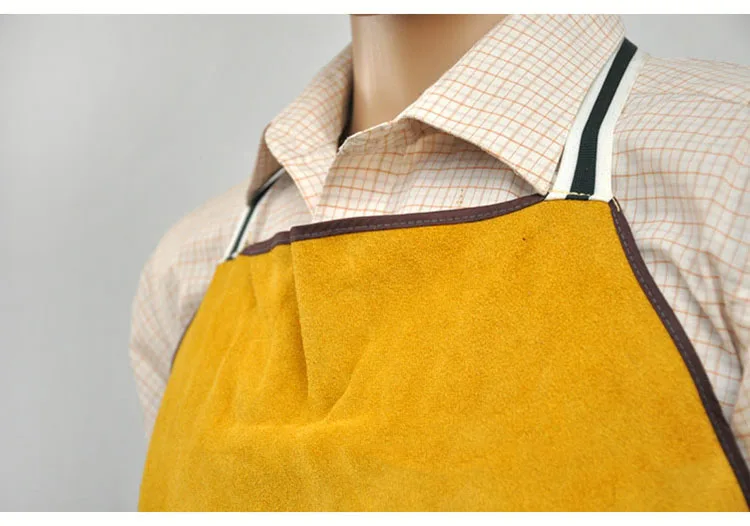CCGK Welding Apron Cow Suede Welders Leather Safety Bib Apron Labor Working Protective Clothing Heat Resistant  Fire-resistant (1)