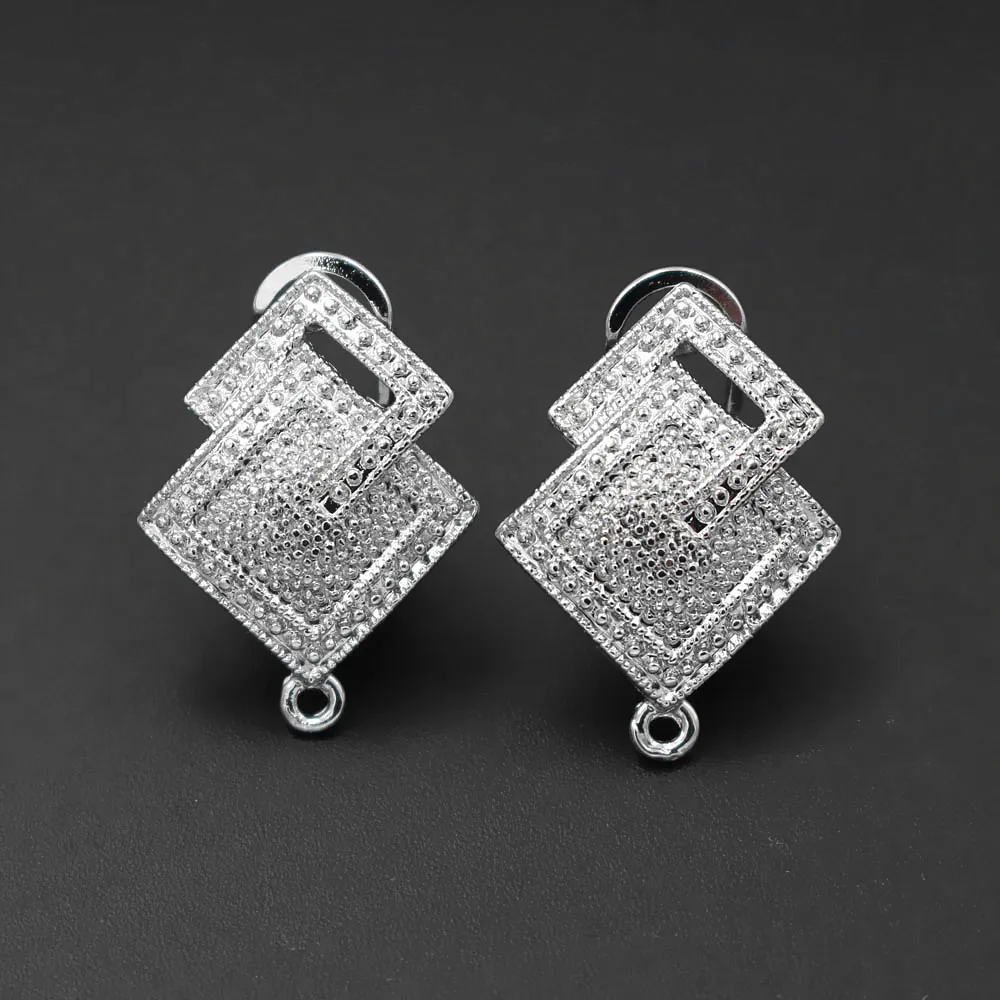 

African Earrings Post stud with Loop Connector Hooks Clasp Square Base Findings DIY Ethiopian Chile Indian Women Wedding Earring