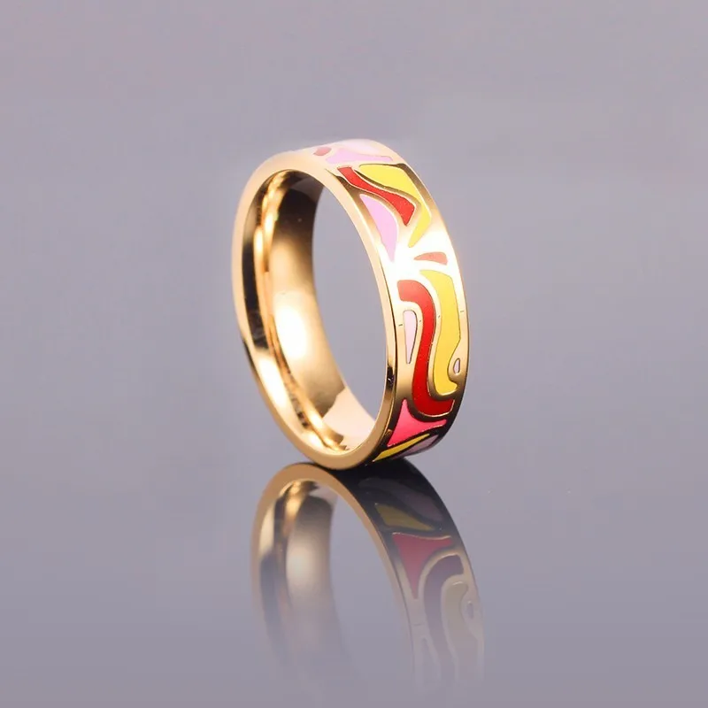 Женское керамическое кольцо R & X Bijoux эмалированное 18 К из нержавеющей стали для