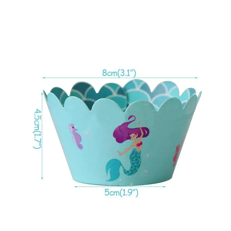 

36pcs Double Sided Mermaid Cupcake Wrappers Creative Cute Cupcake Decor Baking Tool Party Supplies For Baby Shower Kids Birthday
