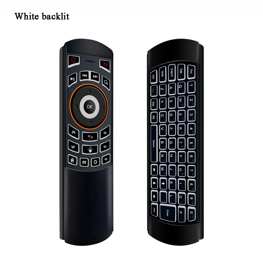 2,4 ГГц Беспроводная Клавиатура Fly Air mouse соматосенсорная гироскоп пульт дистанционного управления двойной размер клавиатура с подсветкой для компьютера Android tv Box - Цвет: White Backlit