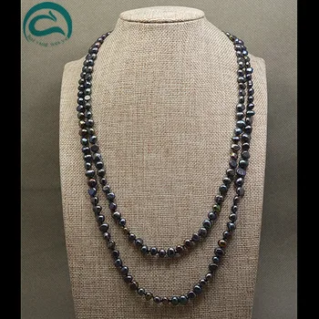 

Unique Pearls jewellery Store AAA High Quality natural Freshwater Pearl Necklace For Women 120cm Black Color Long Pearl Jewelry