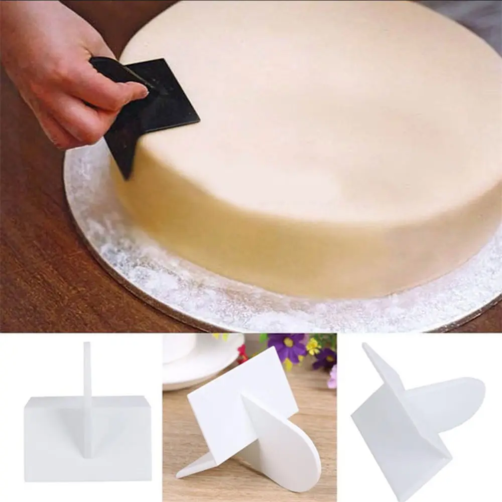 

1 pc Cake Smoother Set Polisher Plastic Round Edge Rectangular Cake Fondant Surface Polisher CakeSmoother Spatulas