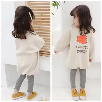 

New Spring Kids'wear New Girls' Long Printed Sweater Dress Cotton Carrot Kids Coat Jacket 19037