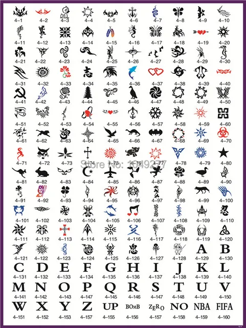 Popularne Litery I Symboli Airbrush Tattoo Stencil Szablony 160