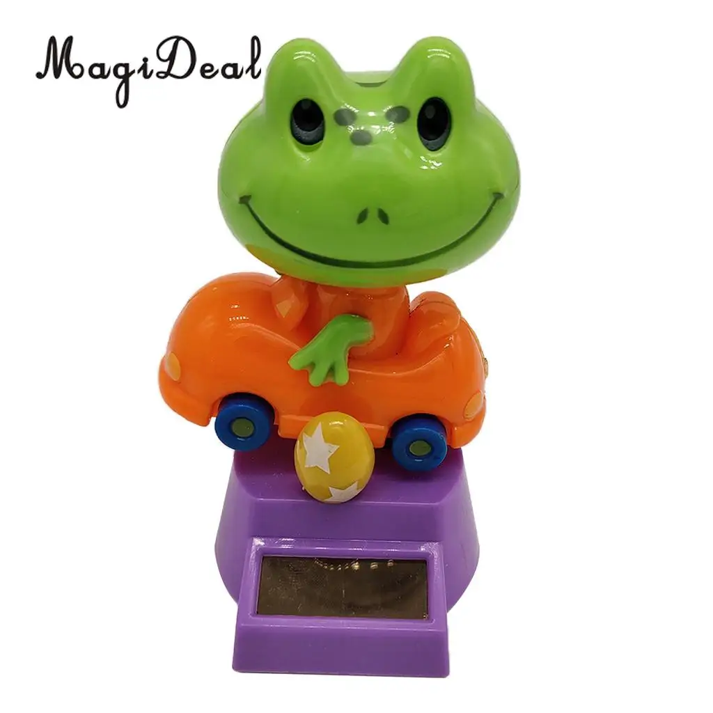 Cartoon Solar Powered Frog Driver Animal Figurine - Dancing Swing Model Kids Educational Toy Car Desk & Festival Decor