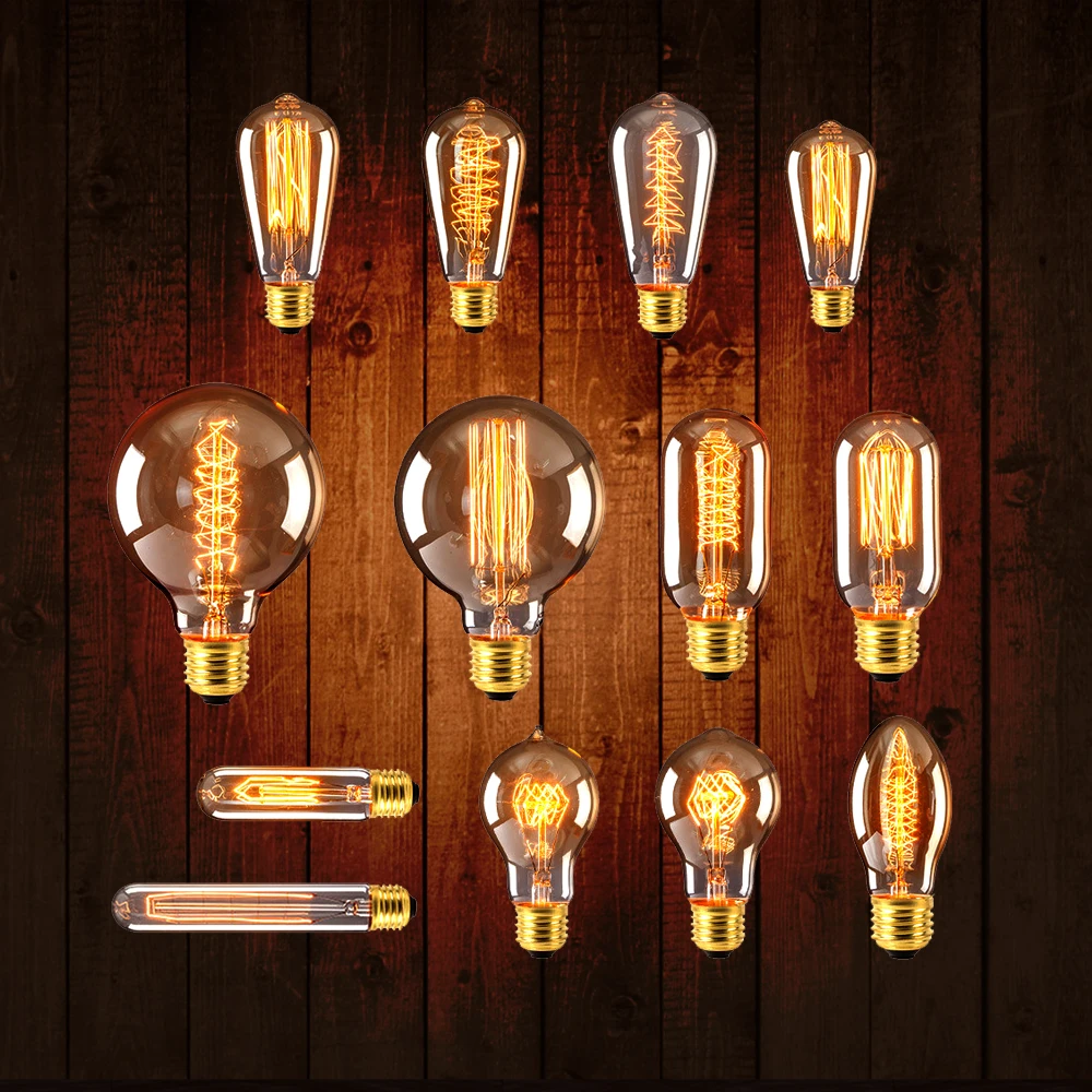 

Retro Edison Bulb E27 220V 40W ST64 T10 T45 G80 G95 G125 Ampoule Vintage Bulb edison Lamp Incandescent Filament Light Bulb Decor