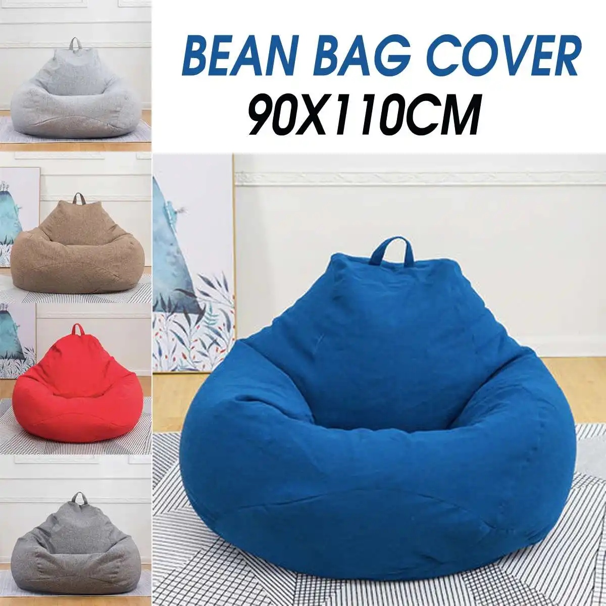 

90x110cm Portable Lazy Bean Bag Cover Adults Sitting Couch Sofas Game Seat Lounge Dust Protector Ottoman Seats
