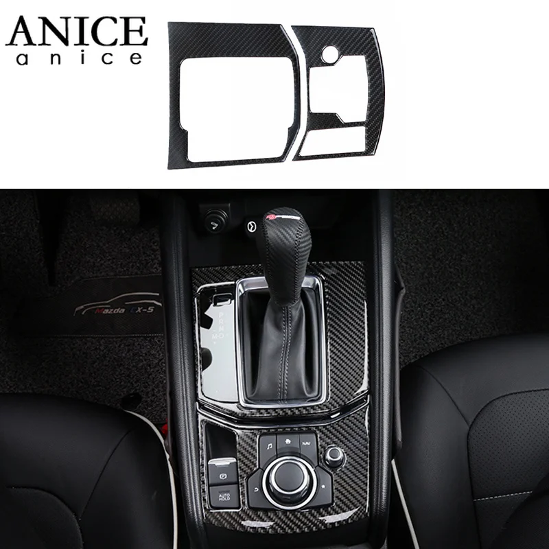 

Carbon fiber Gear Shift Holder Panel Safety warning button cover Trunk switch Steering Wheel trim For Mazda CX-5 CX5 LHD