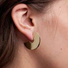 Винтажные дизайнерские геометрические полукруглые серьги-гвоздики для женщин, круглые матовые золотые металлические серьги из нержавеющей стали, ювелирные изделия в стиле панк