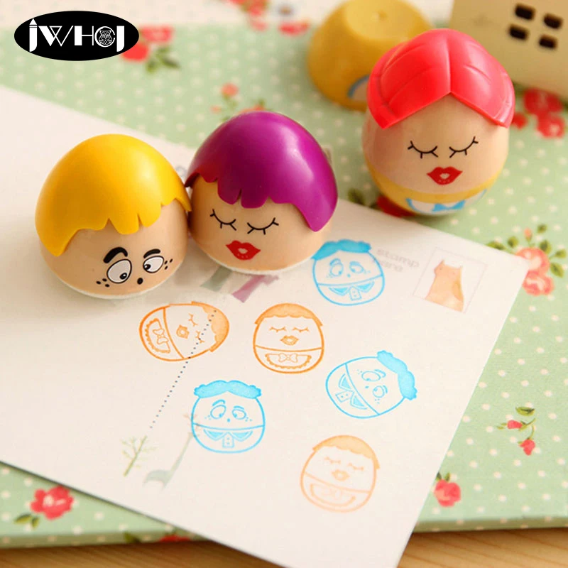 

1 pcs creative clown daruma round Stamp children diy Handmade Scrapbook Album Stamps Diary decoratio teacher seal kids toy gifts